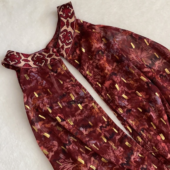 Free People | Ria Maxi Sleeveless Sheer Embroidered Boho Top Dress OB1192811 XS - Picture 11 of 16